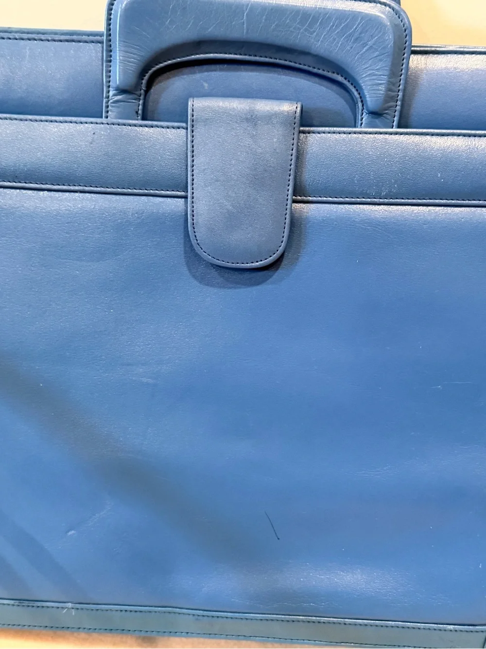 Vintage 1980s Leather of The Sea Leather Portfolio Briefcase Bag in Ocean Blue